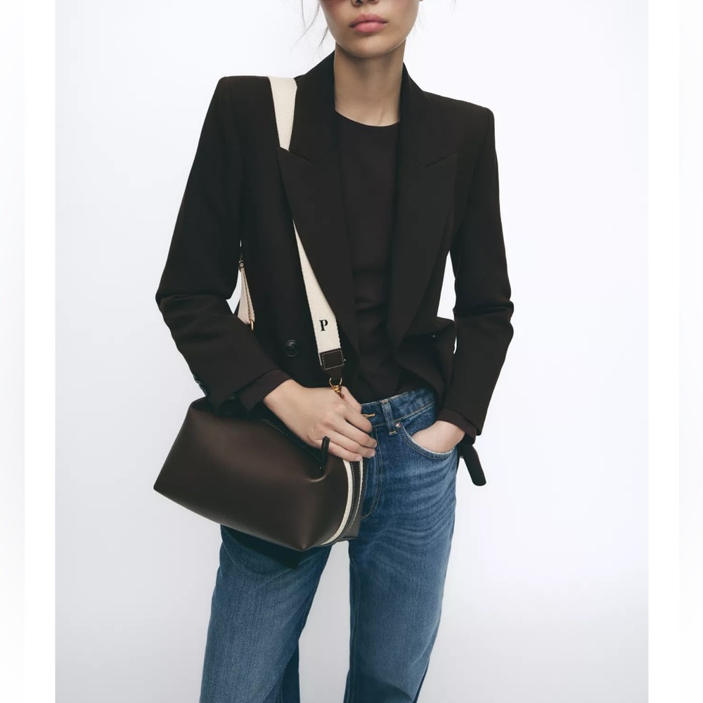 Zara Side Strip Bag Brown NWT - Picture 3 of 9